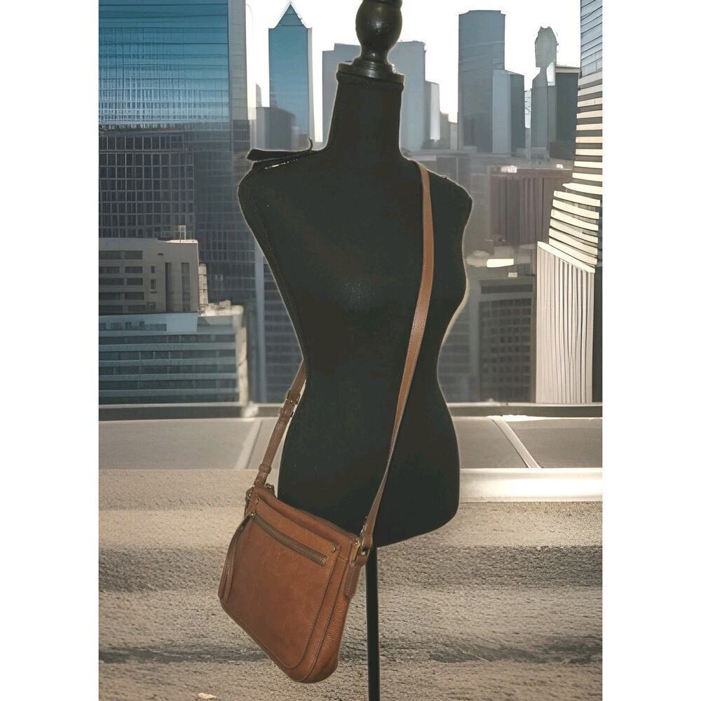Fossil Brown Leather Crossbody Bag 10x7x2